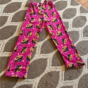 Girls Fleece Pajama Pants with Monkey Print - Pink